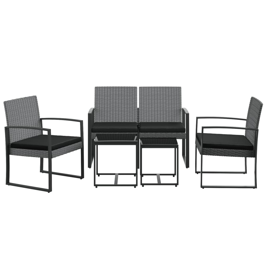 vidaXL Set Pranzo da Giardino 5 pz con Cuscini PP Rattan Grigio Scuro