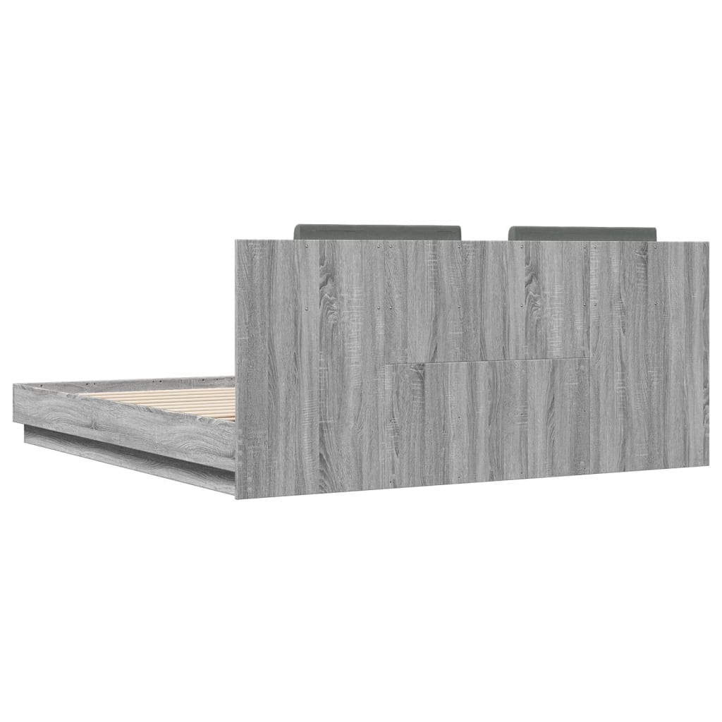 vidaXL Giroletto Testiera Grigio Sonoma 160x200 cm Legno Multistrato