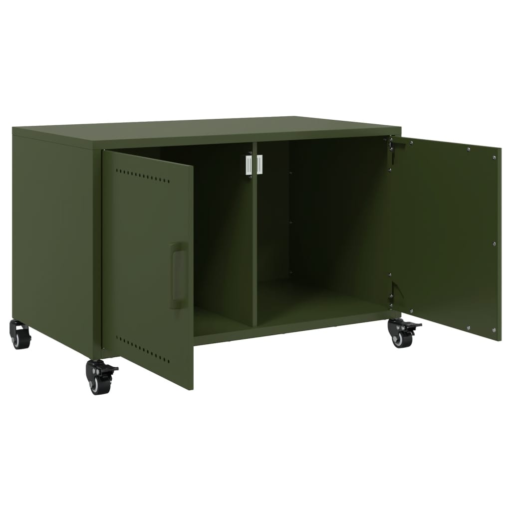 vidaXL Mobile TV Verde Oliva 68x39x43,5 cm in Acciaio