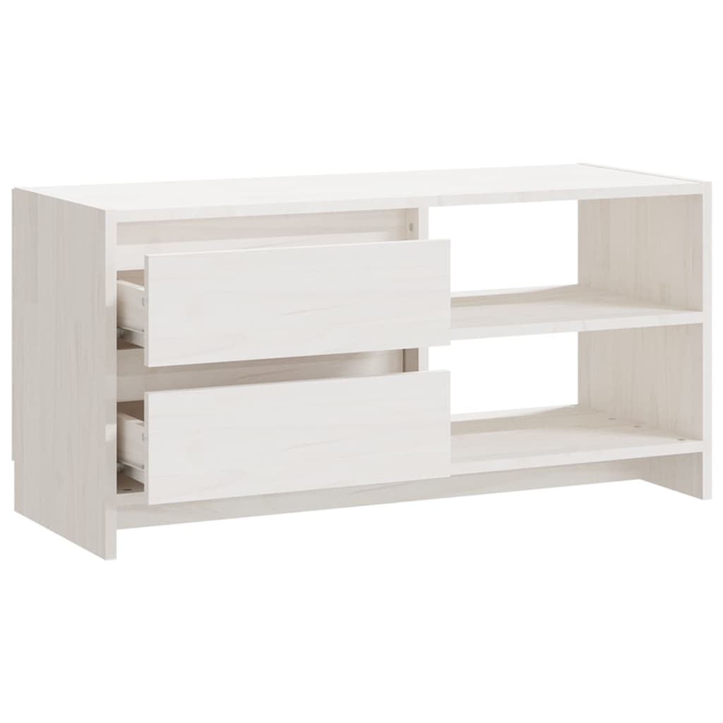 vidaXL Mobile Porta TV Bianco 80x31x39 cm in Legno Massello di Pino