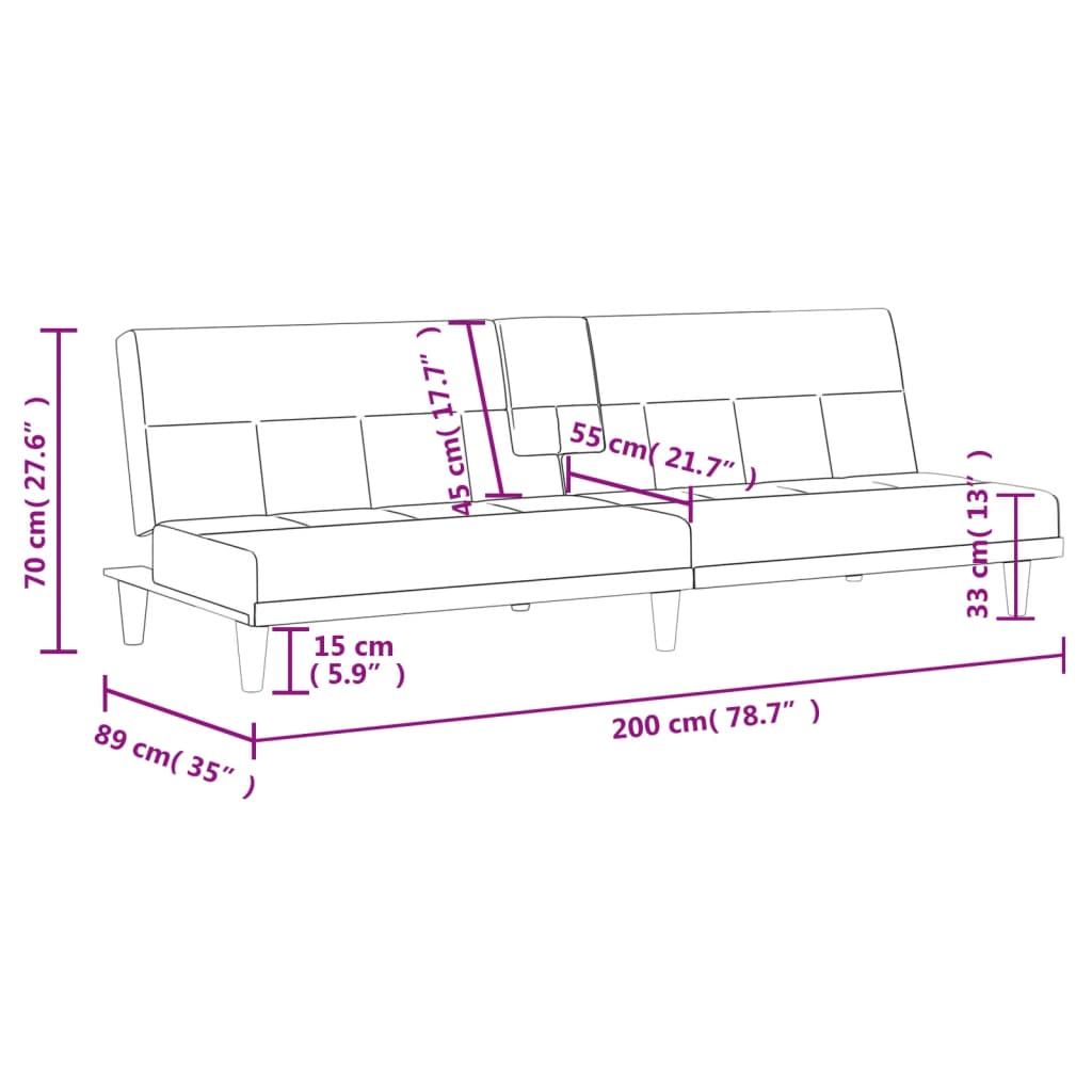 vidaXL Divano Letto con Portabicchieri in Tessuto Grigio Scuro