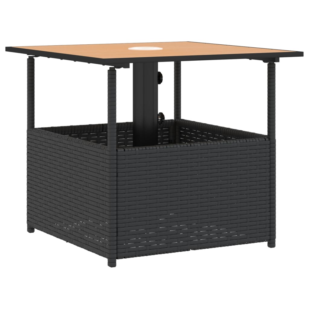 vidaXL Tavolo Giardino Foro Ombrellone Nero 55x55x46,5 cm Polyrattan