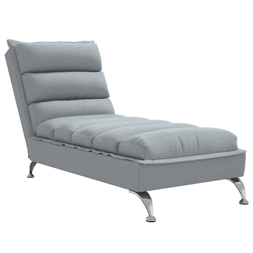 vidaXL Chaise Longue con Cuscini Grigio Chiaro in Tessuto