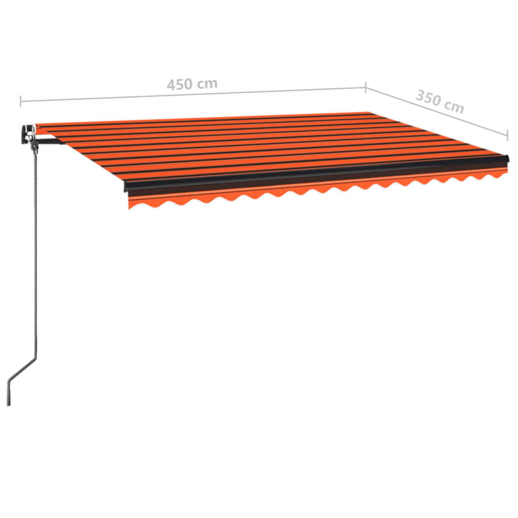 vidaXL Tenda da Sole Retrattile Manuale 450x350 cm Arancione e Marrone