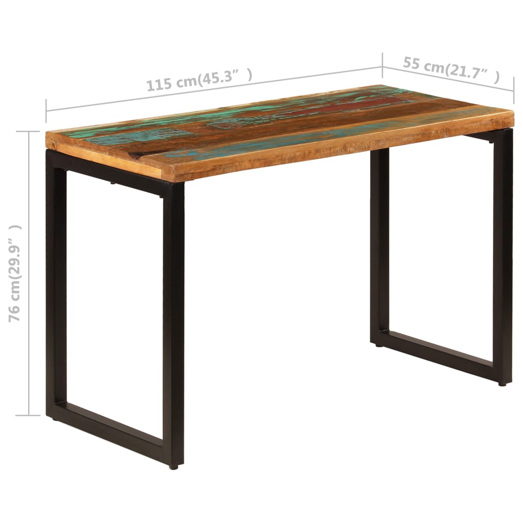 vidaXL Tavolo da Pranzo 115x55x76 cm Legno Massello Recupero e Acciaio