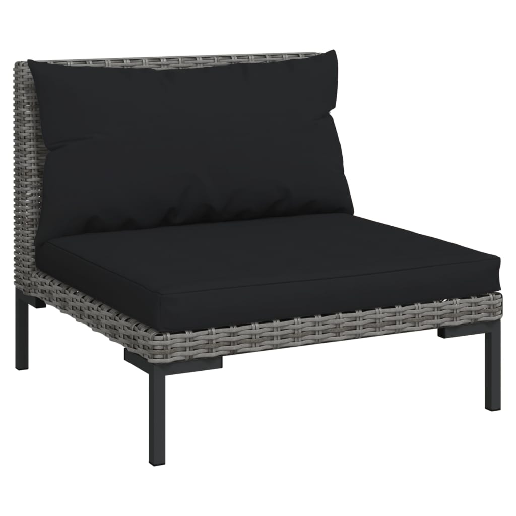 vidaXL Divani da Giardino 12 pz con Cuscini in Polyrattan Grigio Scuro