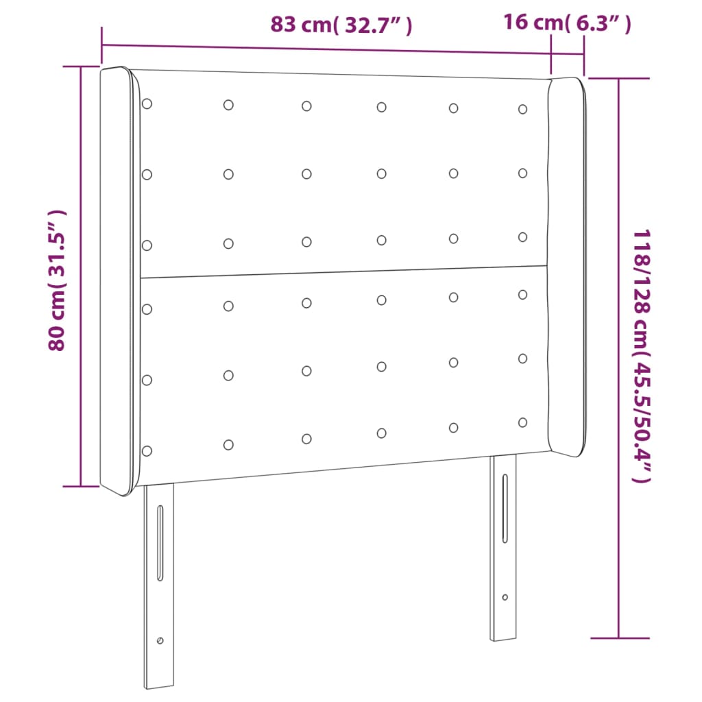 vidaXL Testiera a LED Nera 83x16x118/128 cm in Tessuto