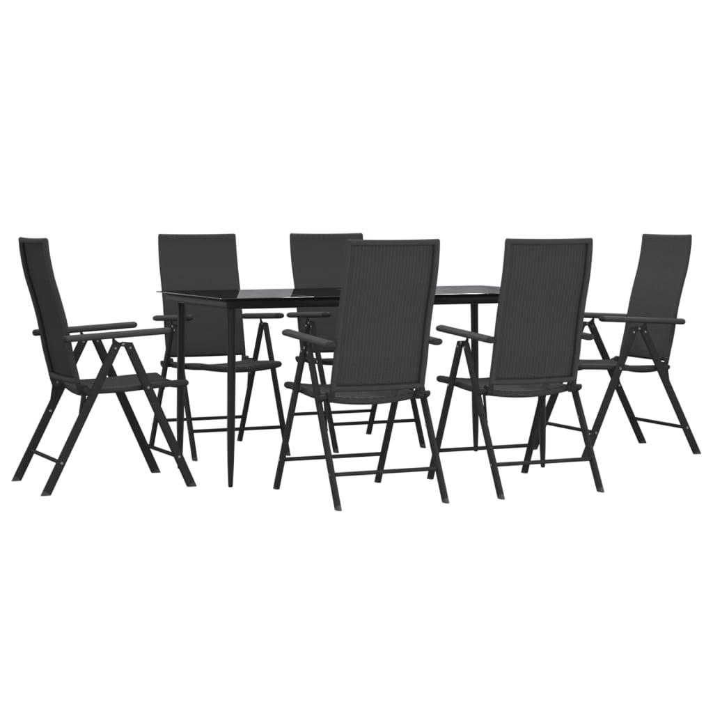 vidaXL Set da Pranzo da Giardino 7 pz Nero in Polyrattan