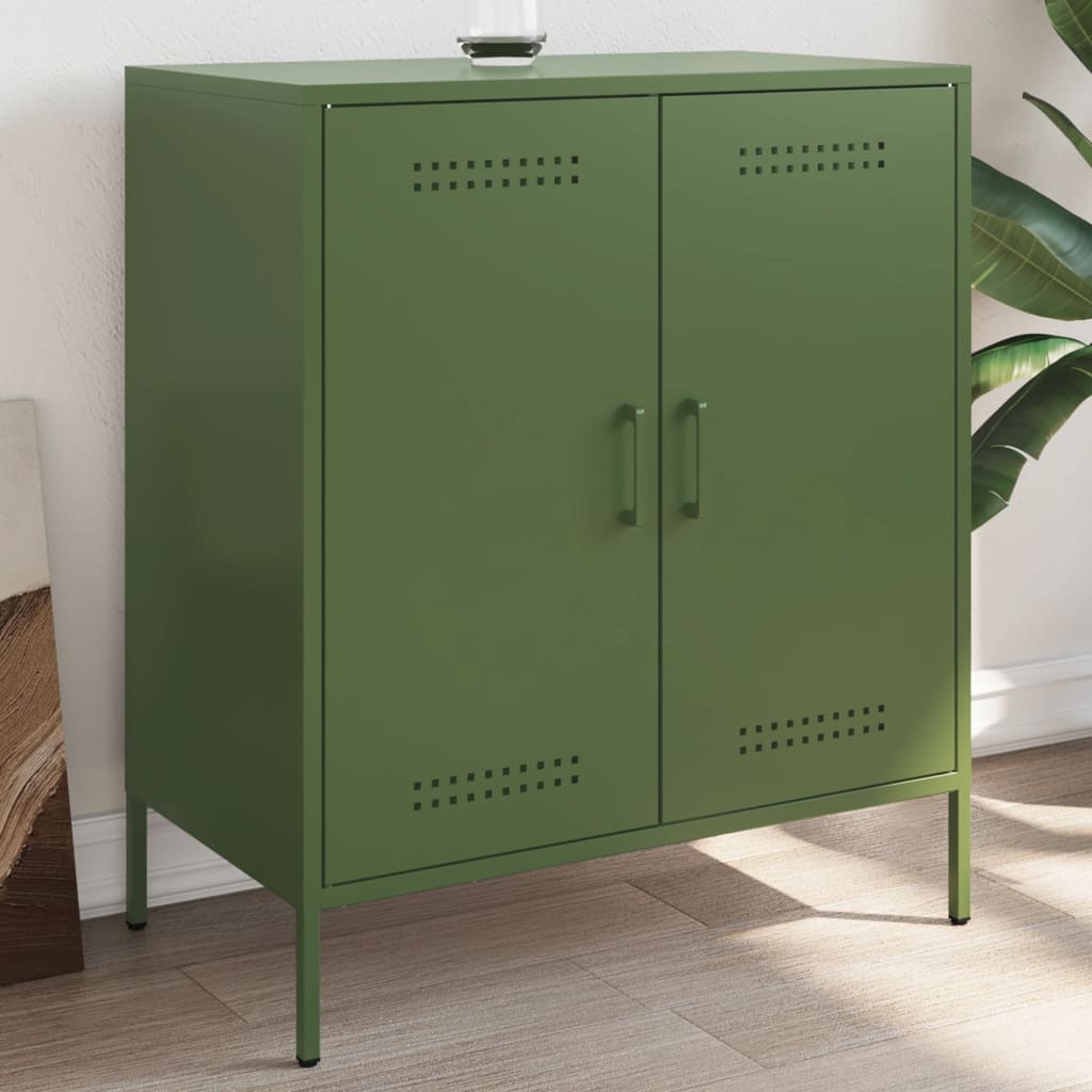 vidaXL Credenza Verde Oliva 68x39x79 cm in Acciaio