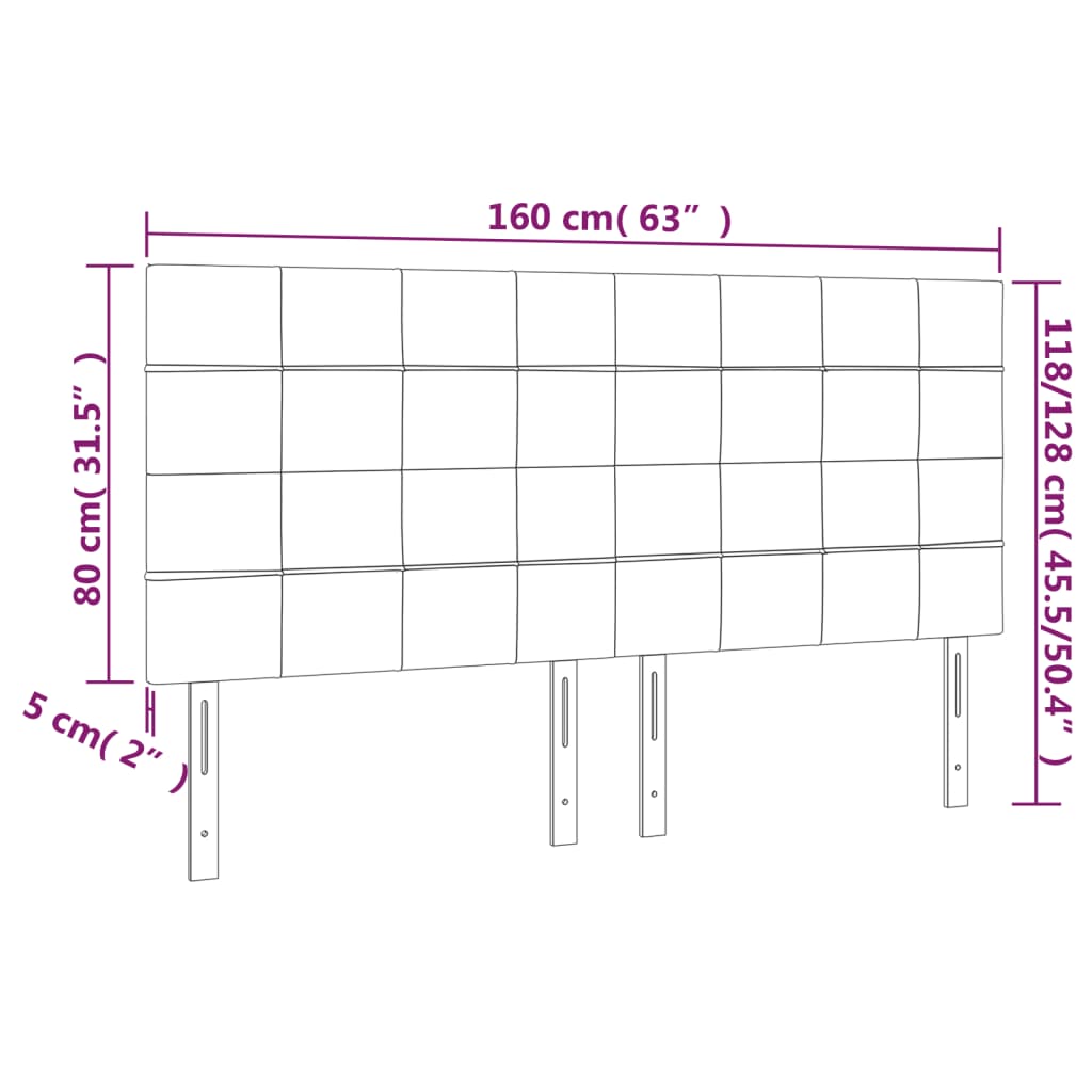 vidaXL Testiera a LED Blu Scuro 160x5x118/128 cm in Velluto