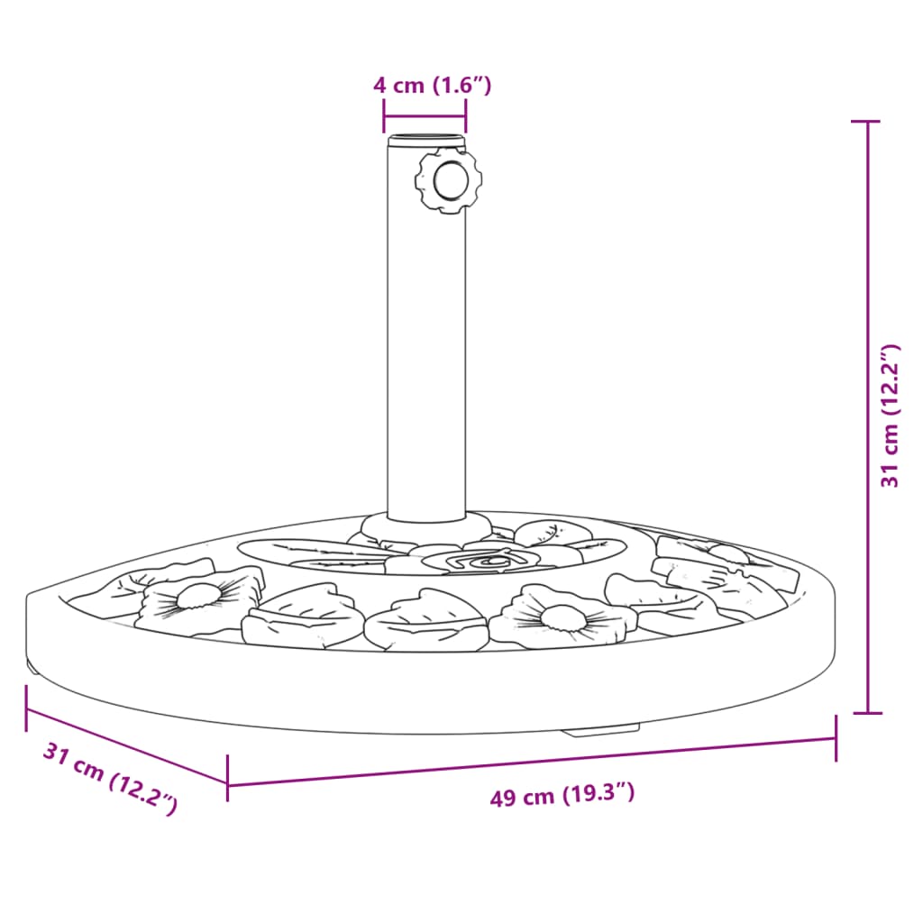 vidaXL Base per Ombrellone per Pali Ø38/48 mm 9 kg Mezzo Tondo