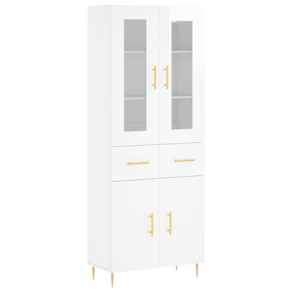 vidaXL Credenza Bianco Lucido 69,5x34x180 cm in Legno Multistrato