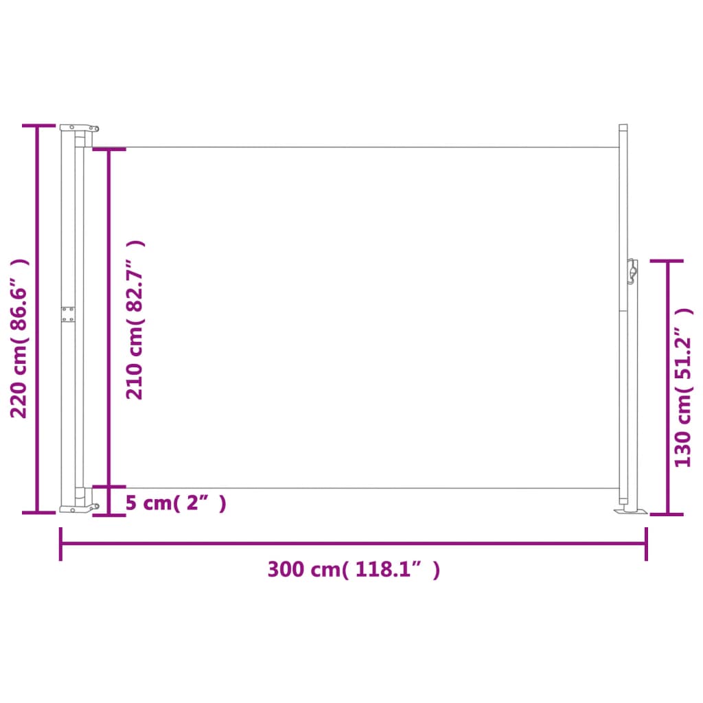 vidaXL Tenda Laterale Retrattile per Patio 220x300 cm Marrone