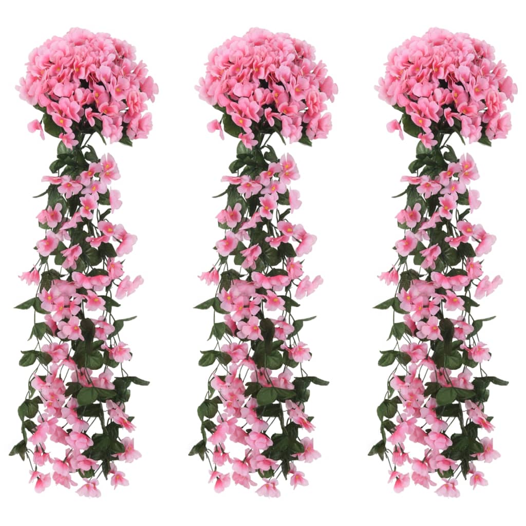 vidaXL Ghirlande Fiori Artificiali Natale 3 pz Rosa 85 cm