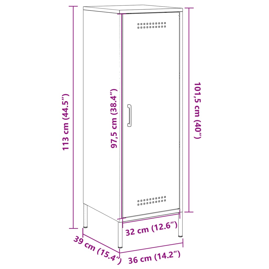 vidaXL Credenza Rosa 36x39x113 cm in Acciaio