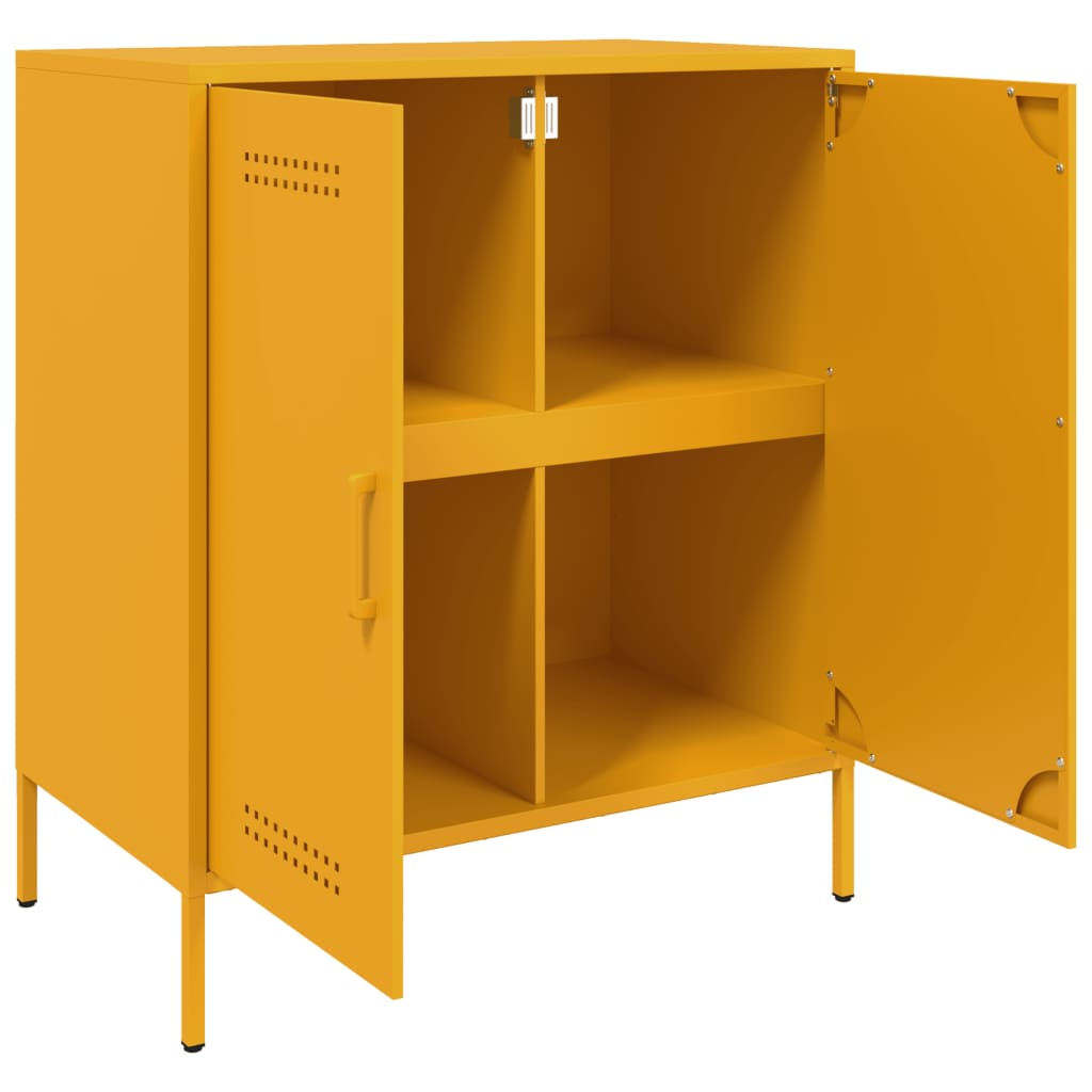 vidaXL Credenza Giallo Senape 68x39x79 cm in Acciaio