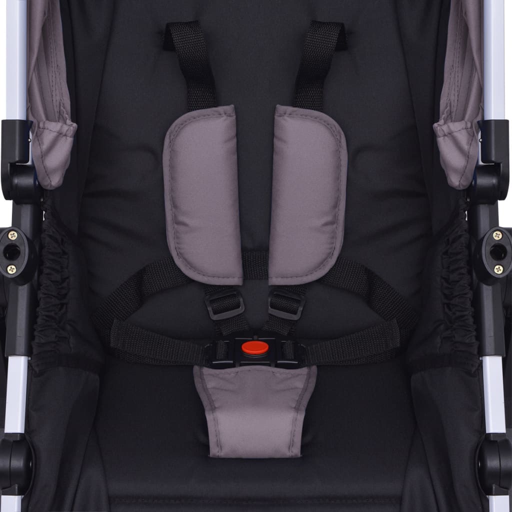 vidaXL Passeggino 3 in 1 in Alluminio Grigio e Nero