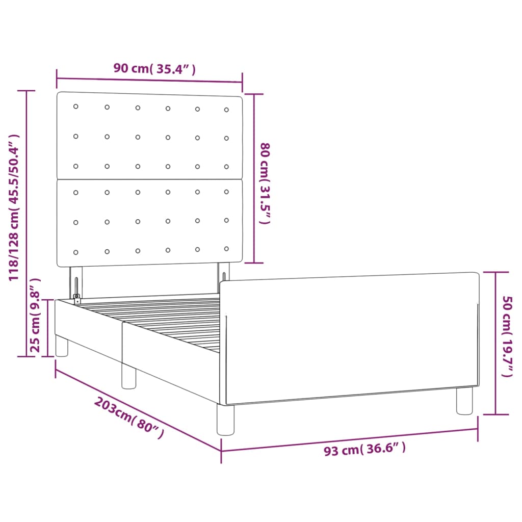 vidaXL Giroletto con Testiera Bianco 90x200 cm in Similpelle