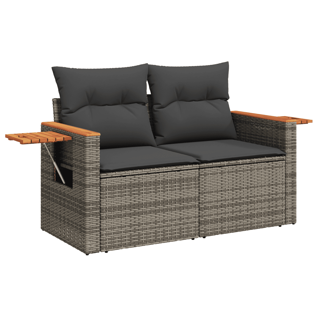 vidaXL Set Divano da Giardino 8 pz con Cuscini Grigio in Polyrattan