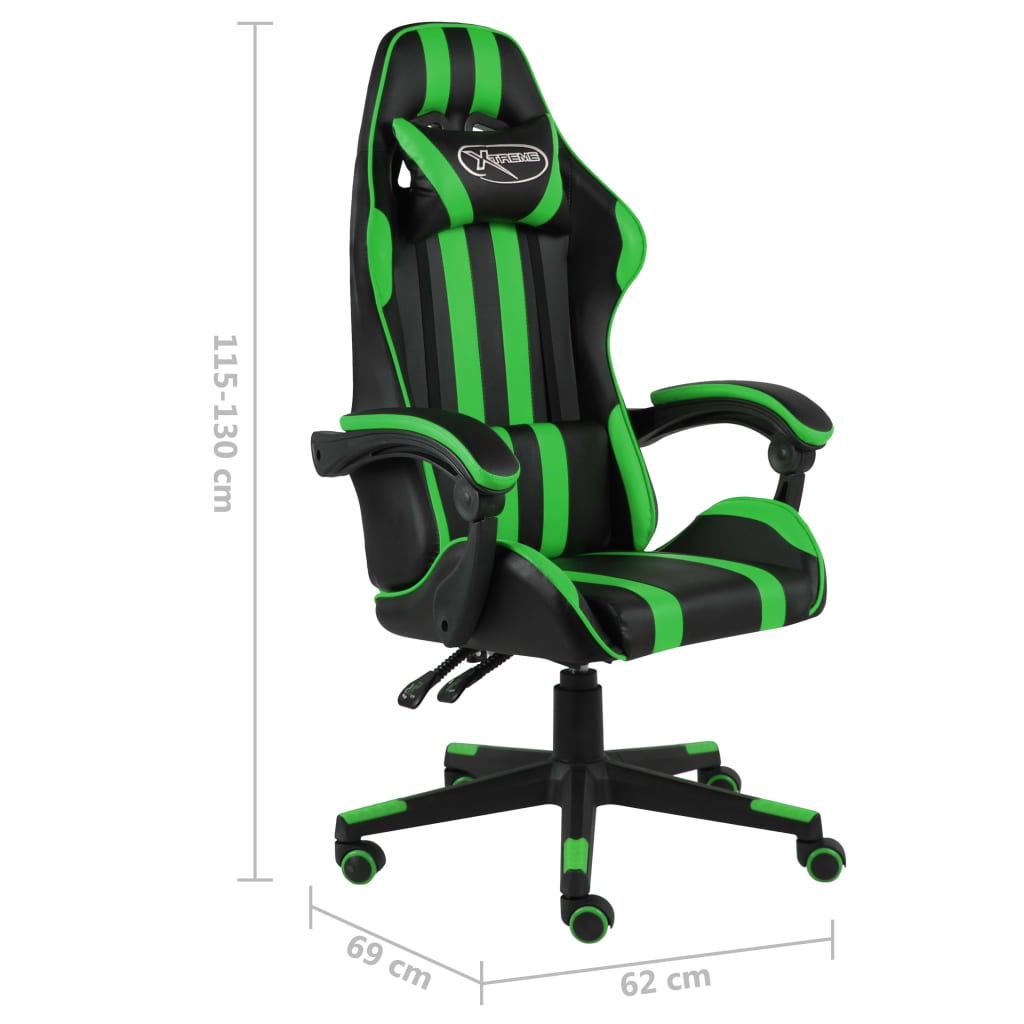 vidaXL Sedia da Gaming Nero e Verde in Similpelle