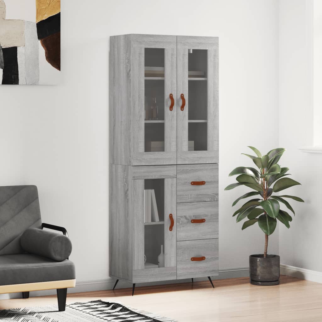 vidaXL Credenza Grigio Sonoma 69,5x34x180 cm in Legno Multistrato