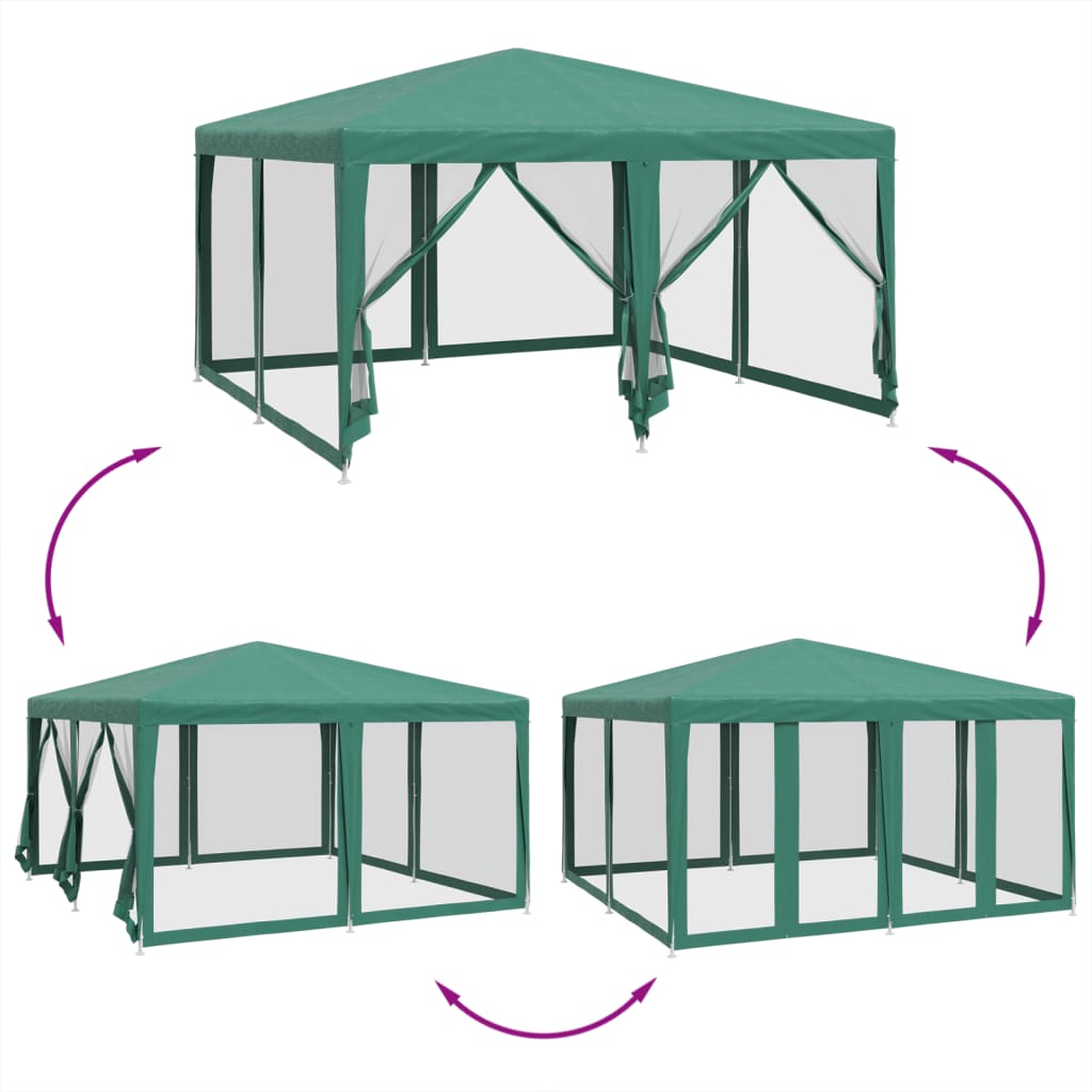 vidaXL Tenda per Feste con 8 Pareti Laterali in Rete Verde 4x4 m HDPE