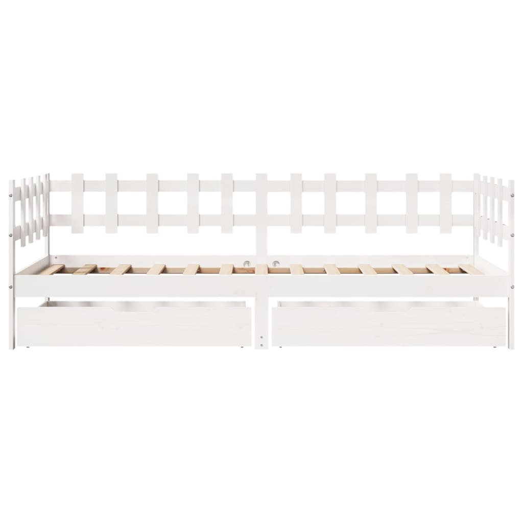 vidaXL Dormeuse con Cassetti Bianco 90x190 cm Legno Massello di Pino