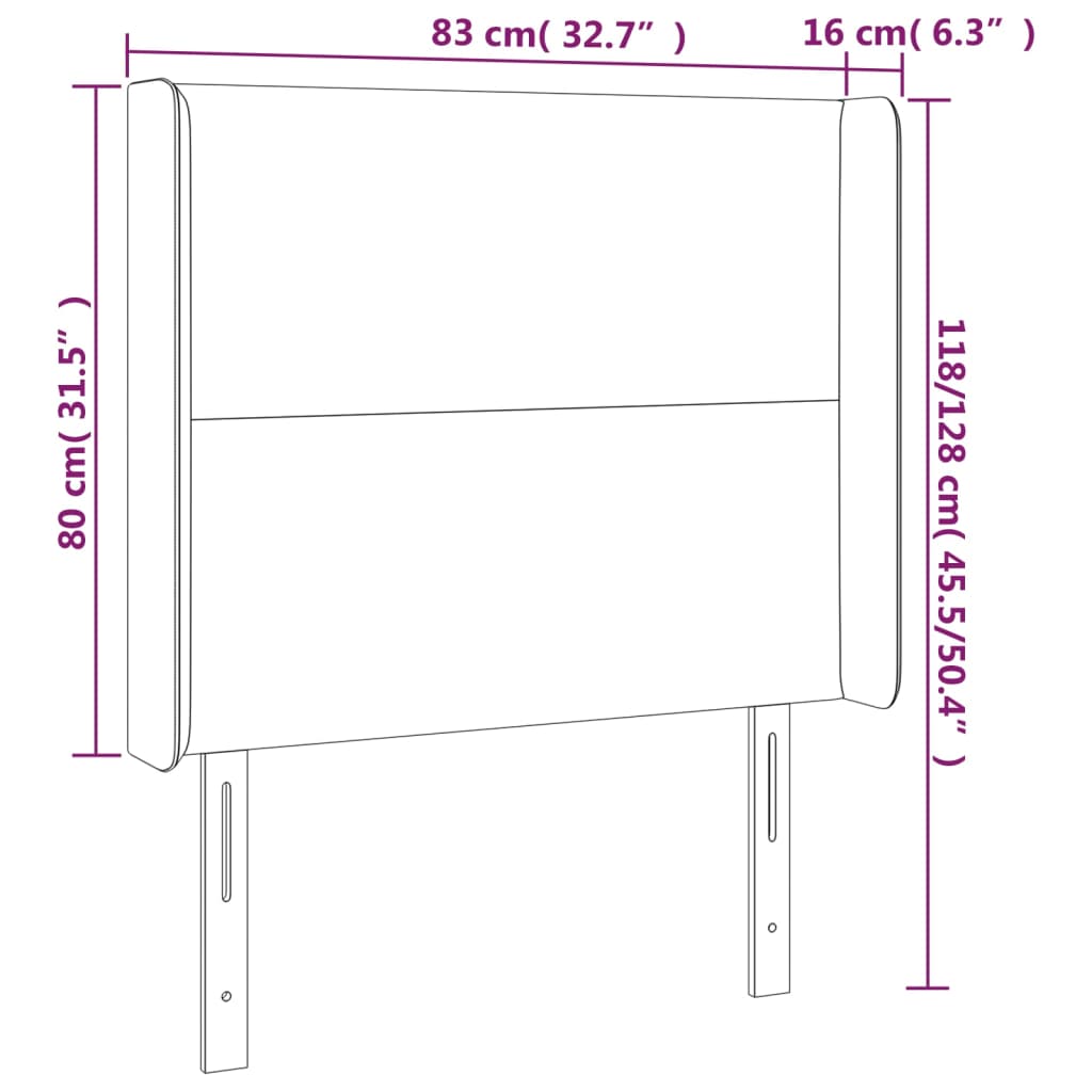 vidaXL Testiera a LED Nera 83x16x118/128 cm in Similpelle