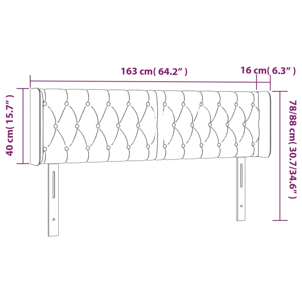 vidaXL Testiera a LED Grigio Scuro 163x16x78/88 cm in Tessuto