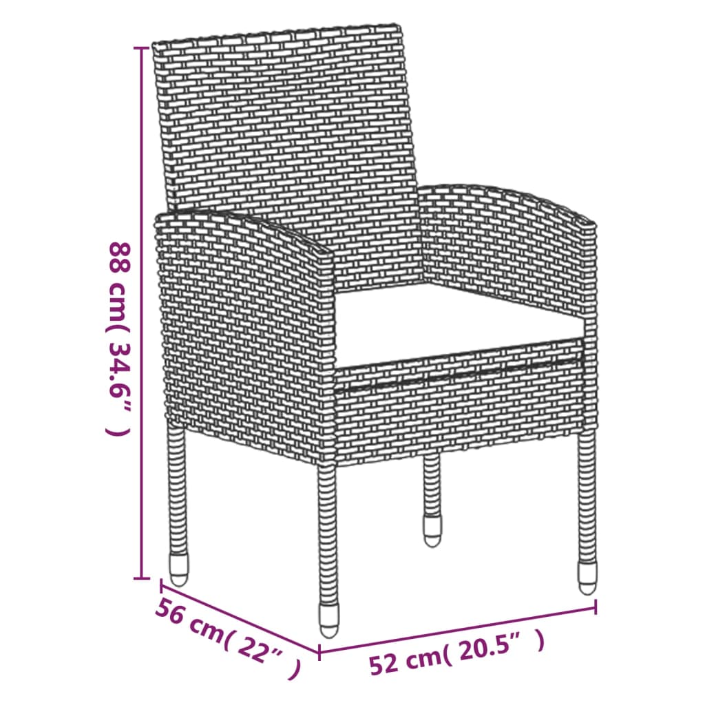 vidaXL Set da Pranzo da Giardino 7 pz Antracite con Cuscini Polyrattan