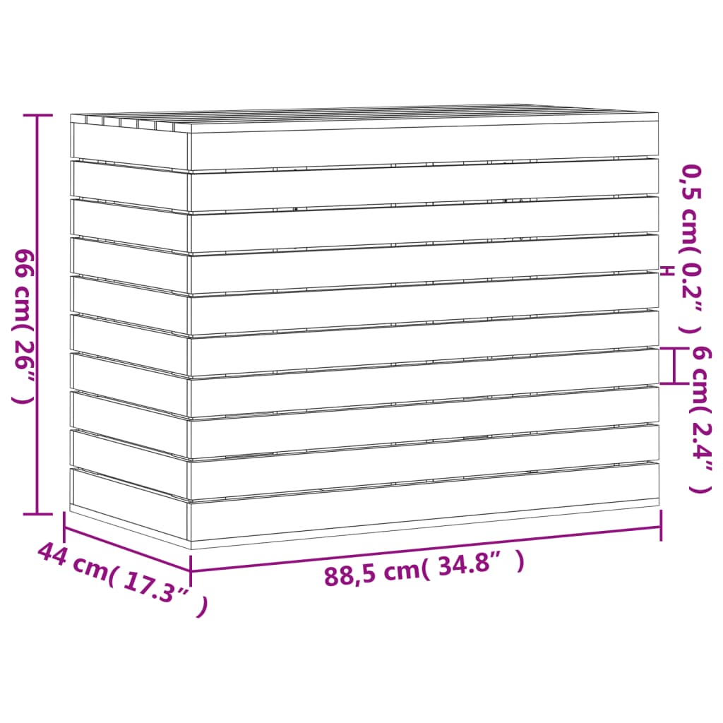 vidaXL Cesto per Bucato Bianco 88,5x44x66 cm Legno Massello Pino