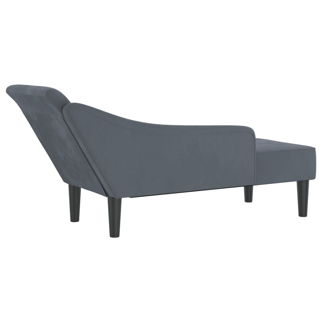 vidaXL Chaise Longue con Cuscini Grigio Scuro in Velluto