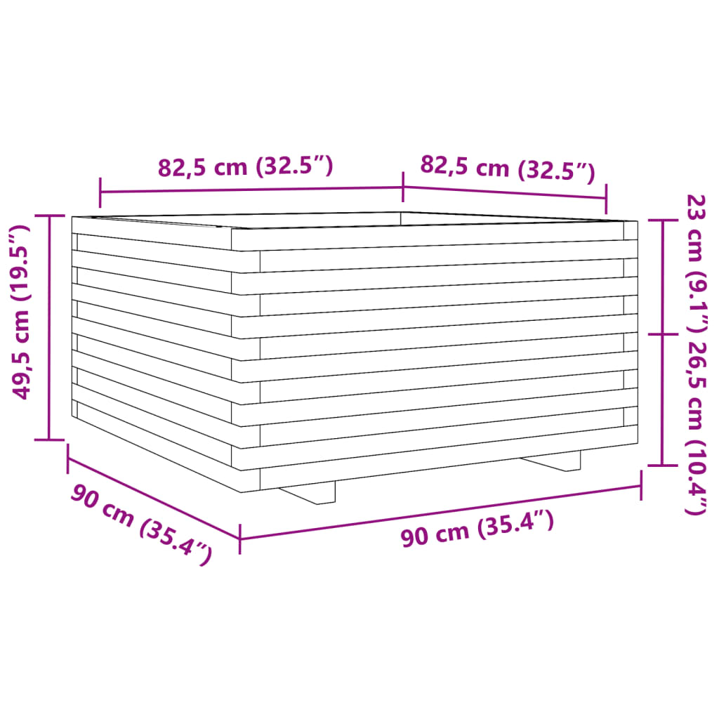 vidaXL Fioriera da Giardino 90x90x49,5 cm in Legno di Pino Impregnato