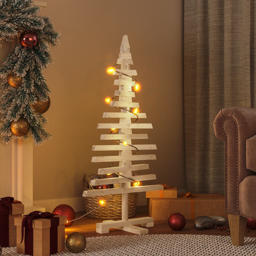 vidaXL Albero di Natale Decorativo in Legno 90 cm Legno Massello Pino