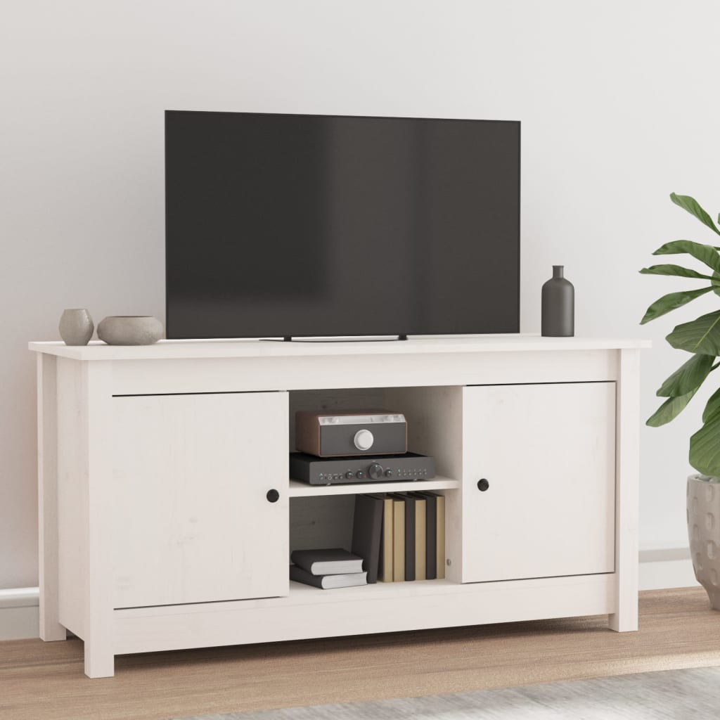 vidaXL Mobile Porta TV Bianco 103x36,5x52 cm in Legno Massello di Pino