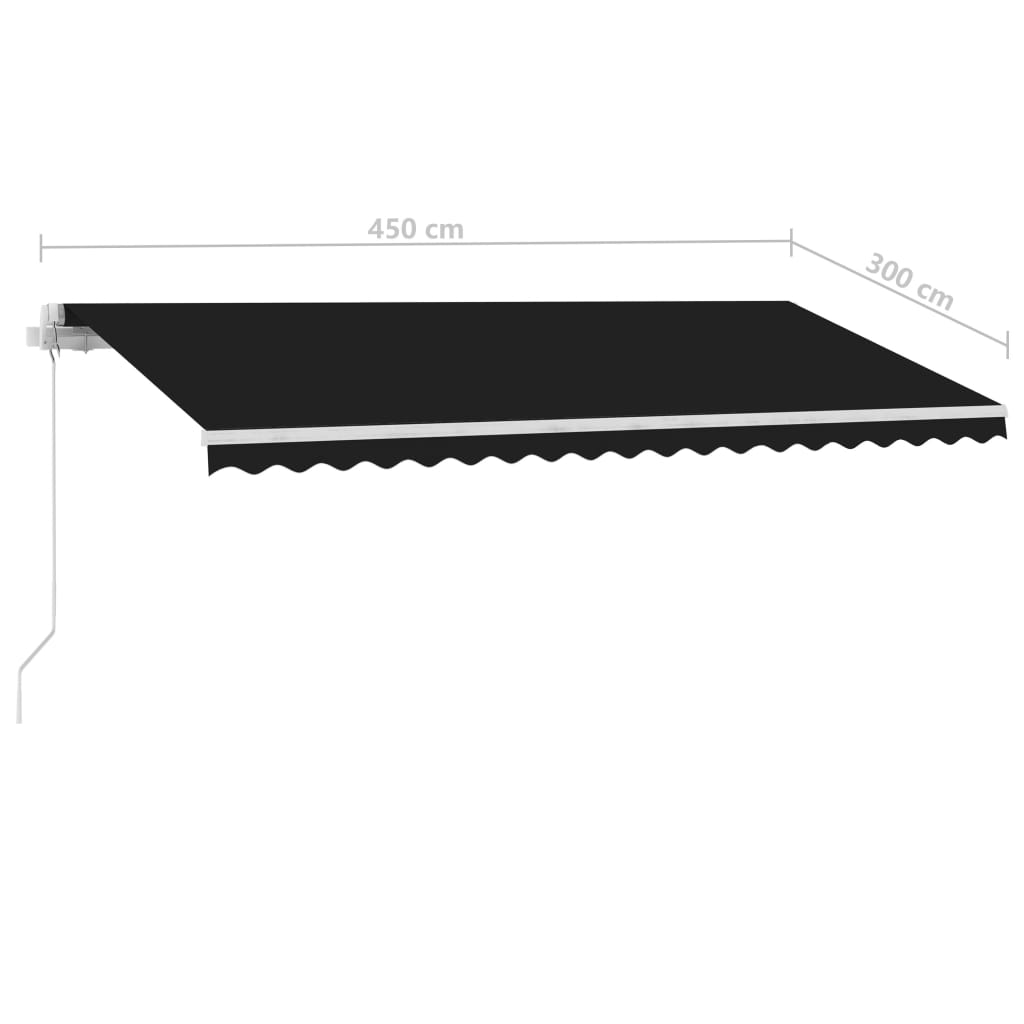 vidaXL Tenda da Sole Retrattile Manuale con LED 450x300 cm Antracite