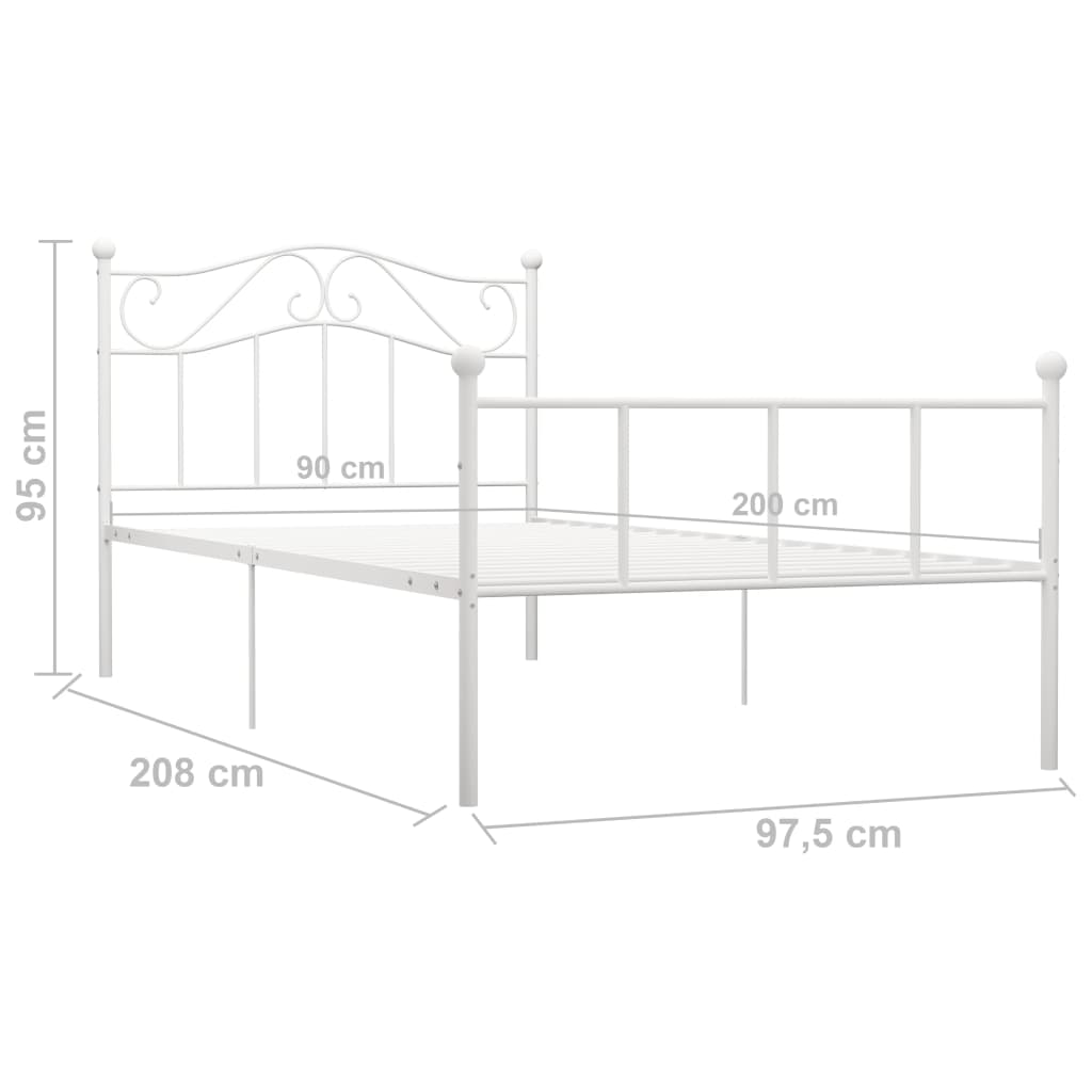 vidaXL Giroletto Bianco in Metallo 90x200 cm