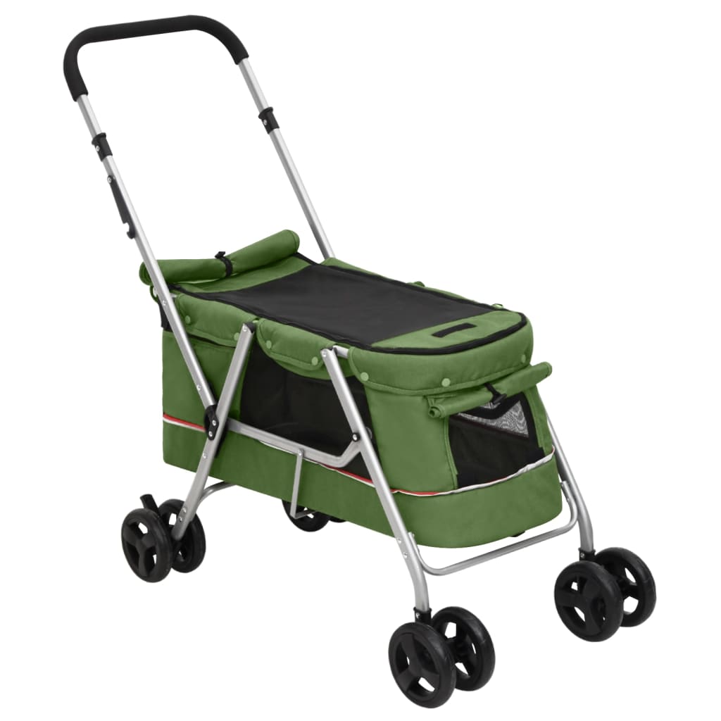 vidaXL Passeggino Cani Pieghevole Verde 100x49x96cm Tessuto di Lino