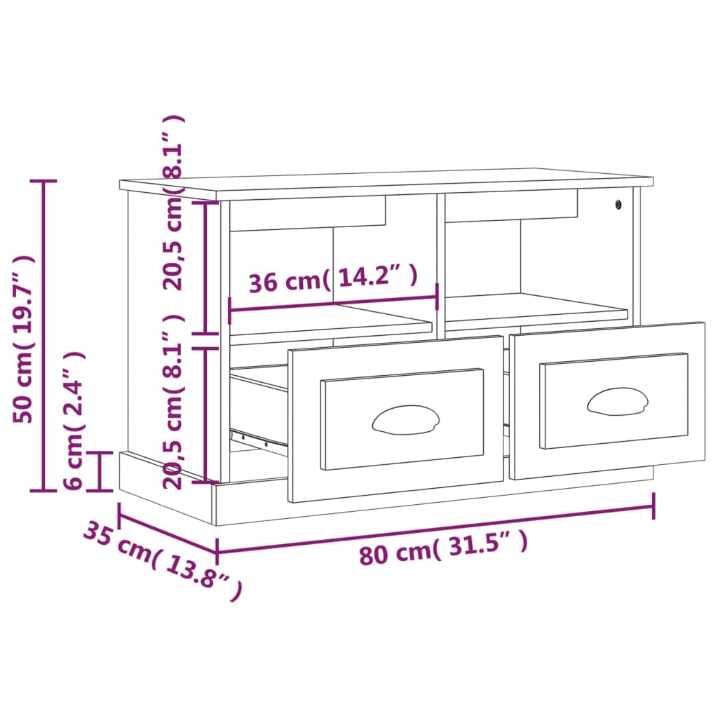 vidaXL Mobile Porta TV Grigio Sonoma 80x35x50 cm in Legno Multistrato