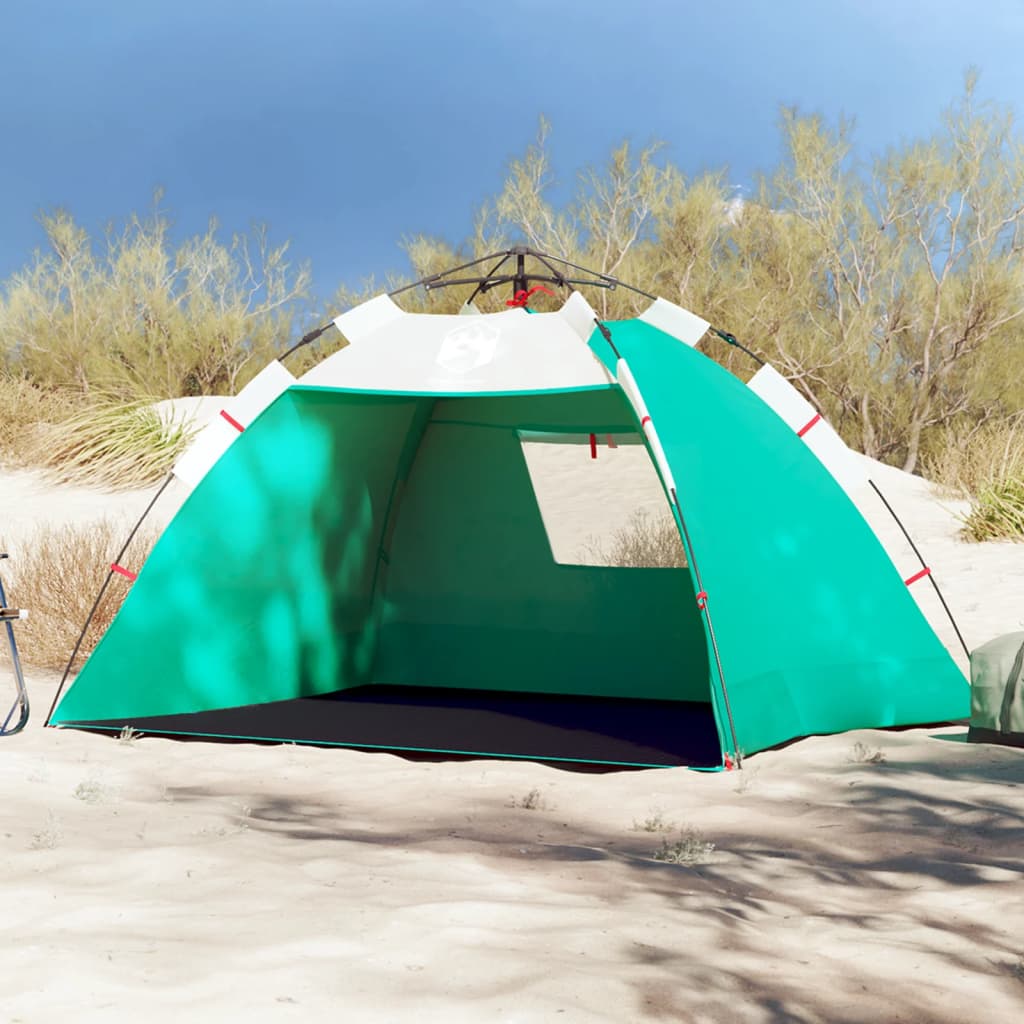 vidaXL Tenda da Spiaggia 2 Persone Verde Rilascio Rapido Impermeabile