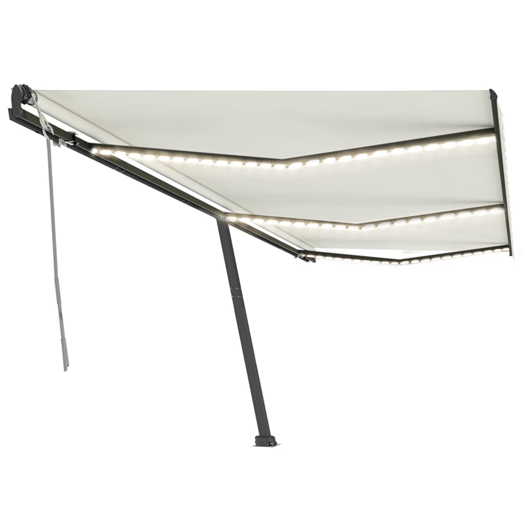 vidaXL Tenda da Sole Retrattile Manuale con LED 600x350 cm Crema