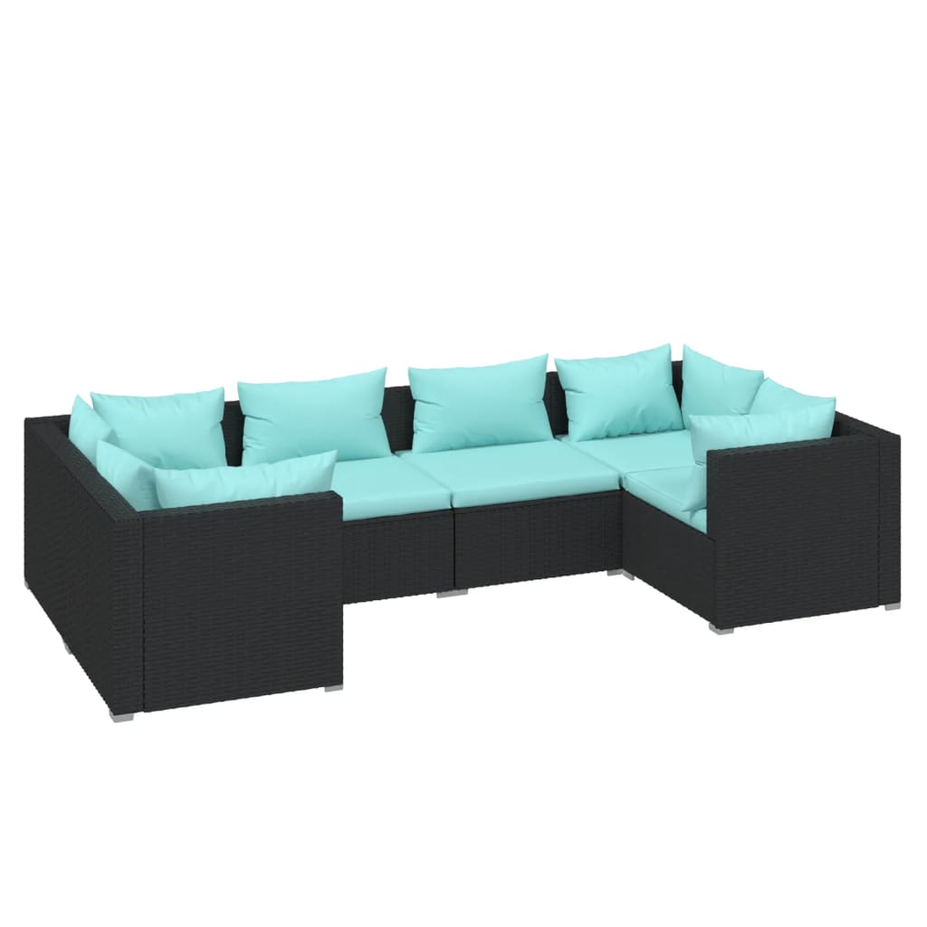 vidaXL Set Mobili da Giardino 6 pz con Cuscini in Polyrattan Nero