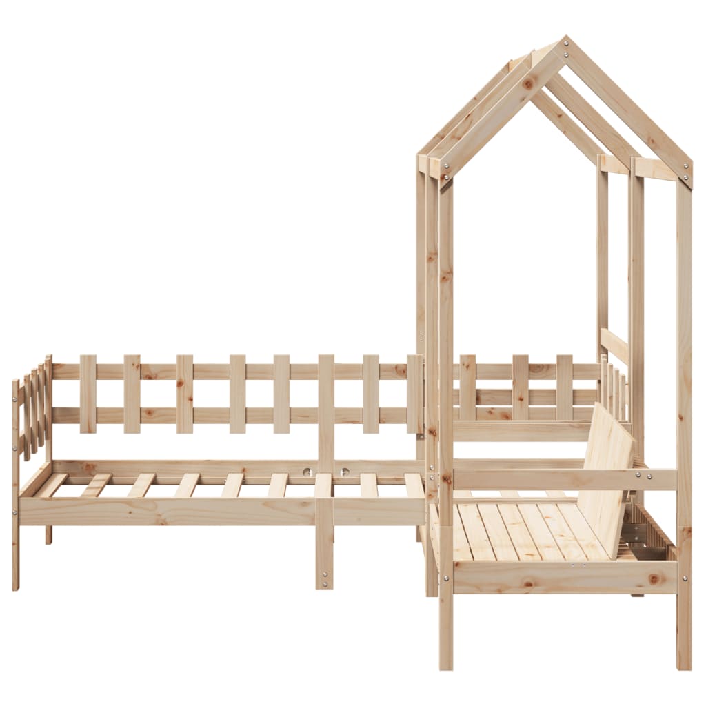 vidaXL Set Dormeuse e Panca con Tetto 90x200cm Legno Massello di Pino