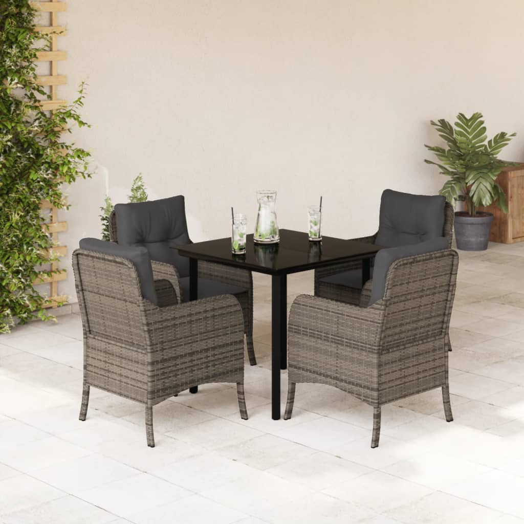 vidaXL Set da Pranzo da Giardino 5 pz con Cuscini in Polyrattan Grigio