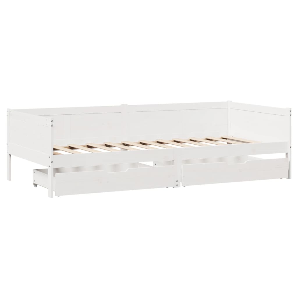 vidaXL Dormeuse con Cassetti Bianco 90x190 cm Legno Massello di Pino