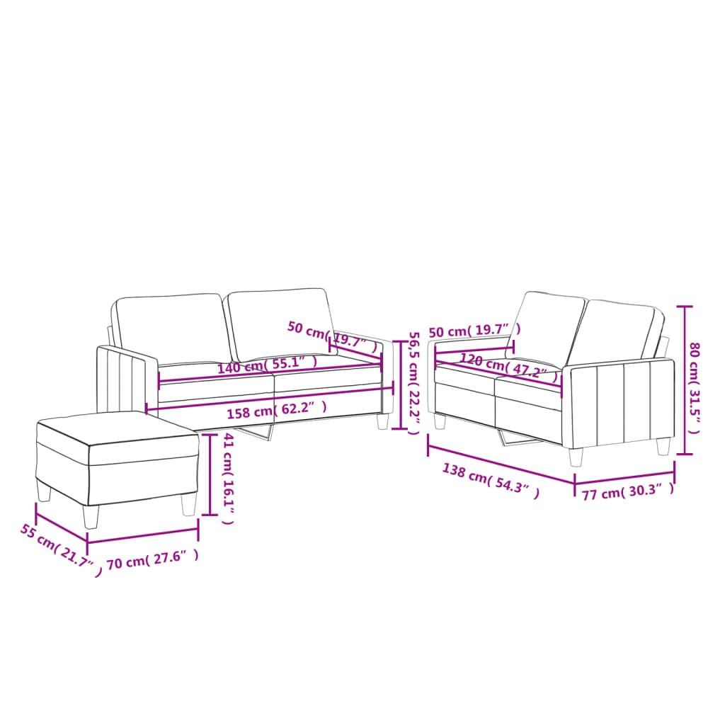 vidaXL Set di Divani 3 pz con Cuscini Grigio in Similpelle