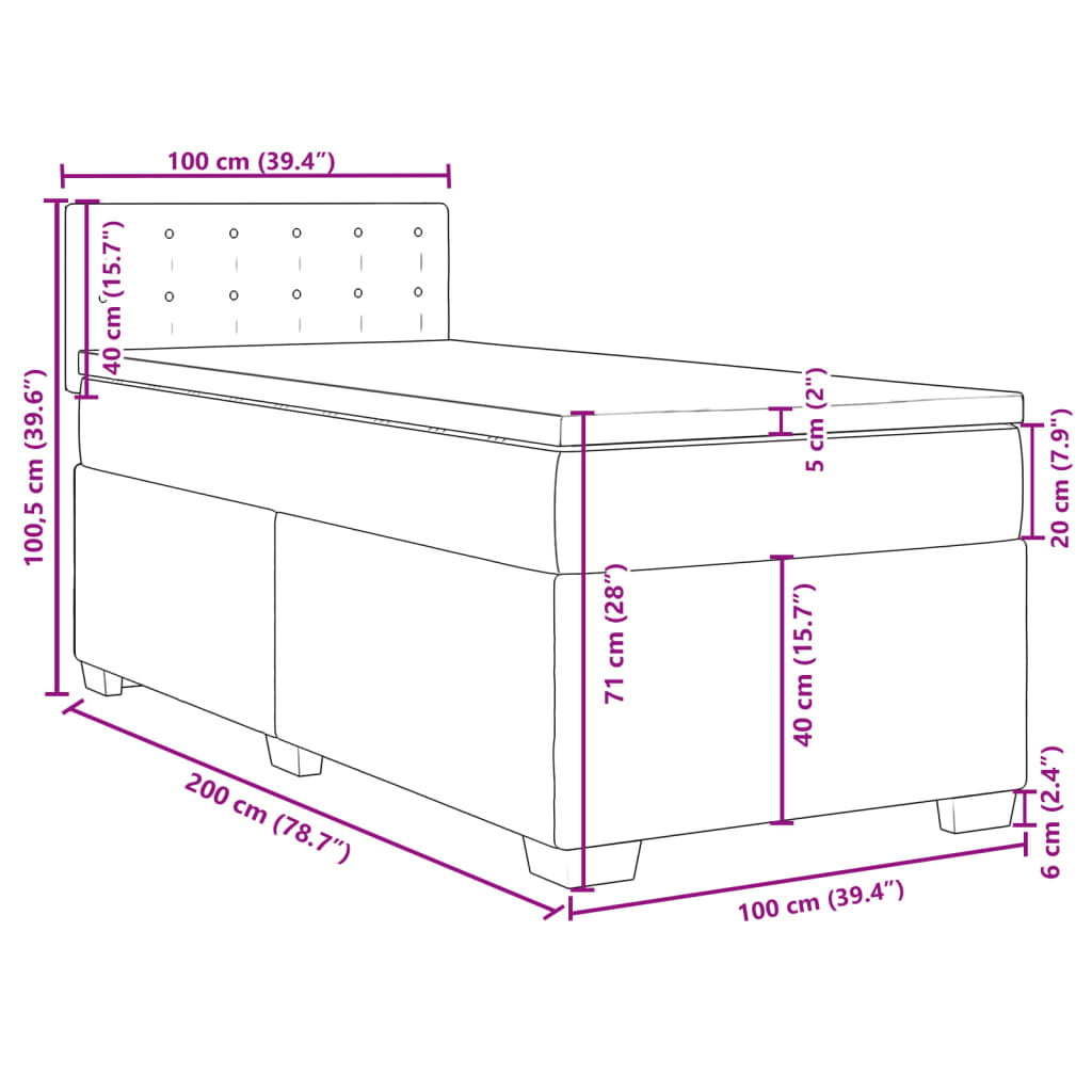 vidaXL Giroletto a Molle con Materasso Cappuccino 100x200cm Similpelle