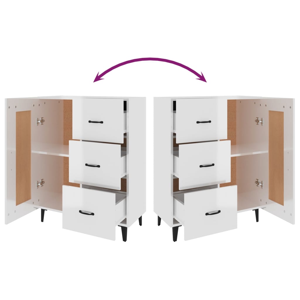 vidaXL Credenza 69,5x34x90 cm in Legno Multistrato Bianco Lucido