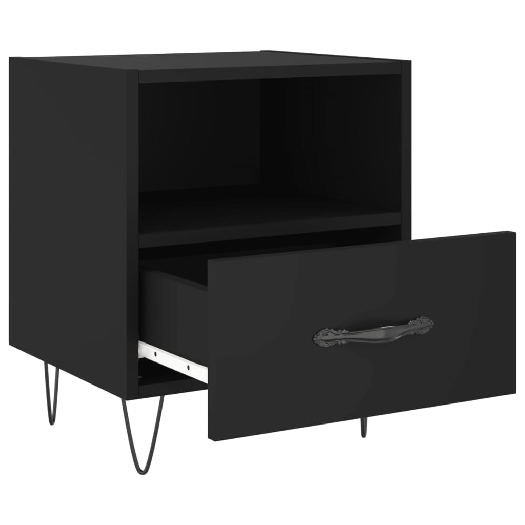 vidaXL Comodino Nero 40x35x47,5 cm in Legno Multistrato