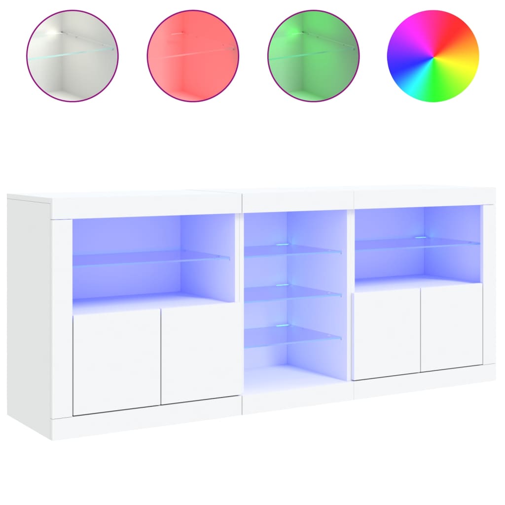 vidaXL Credenza con Luci LED Bianca 162x37x67 cm